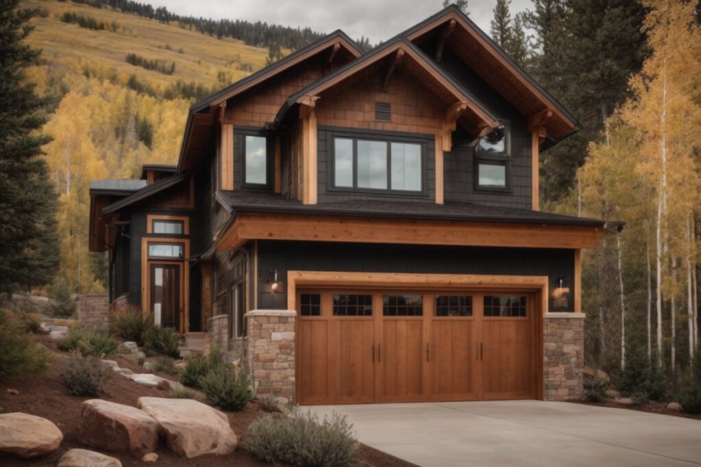 Colorado home with weather-resistant James Hardie siding, mountain backdrop