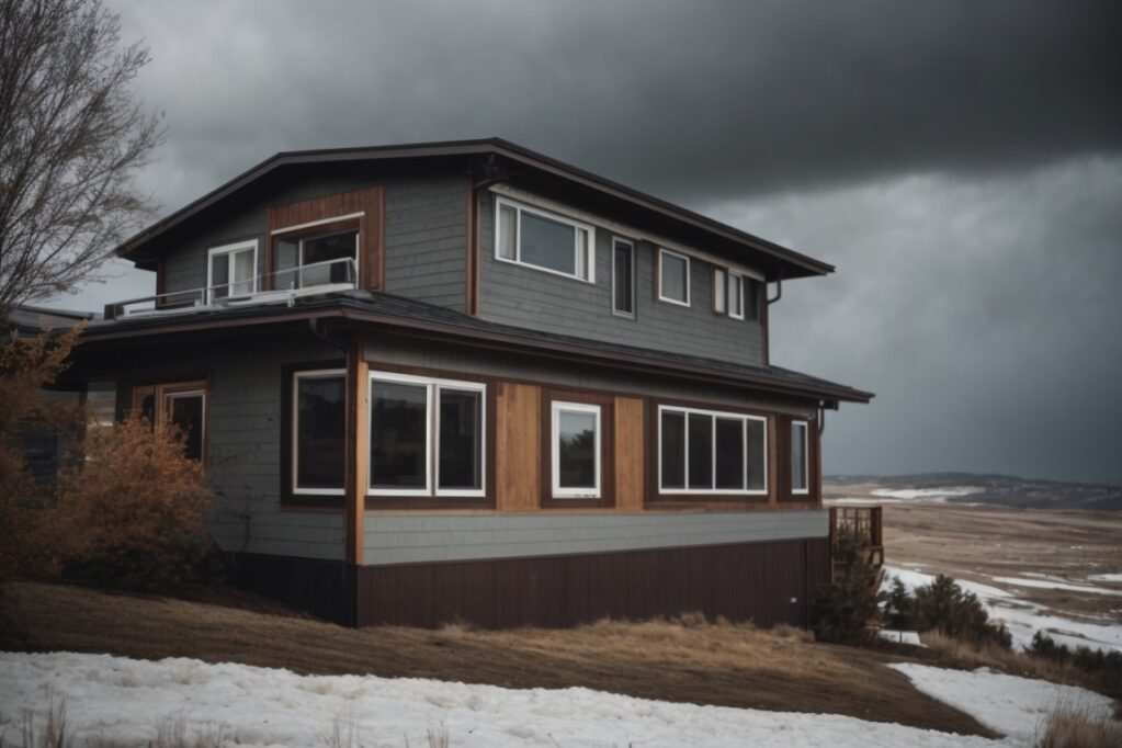 Castle Rock home with durable LP siding standing strong against a storm background
