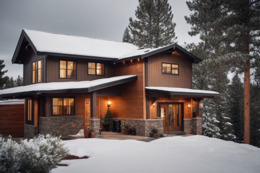 Colorado home exterior with durable LP siding against snowy backdrop