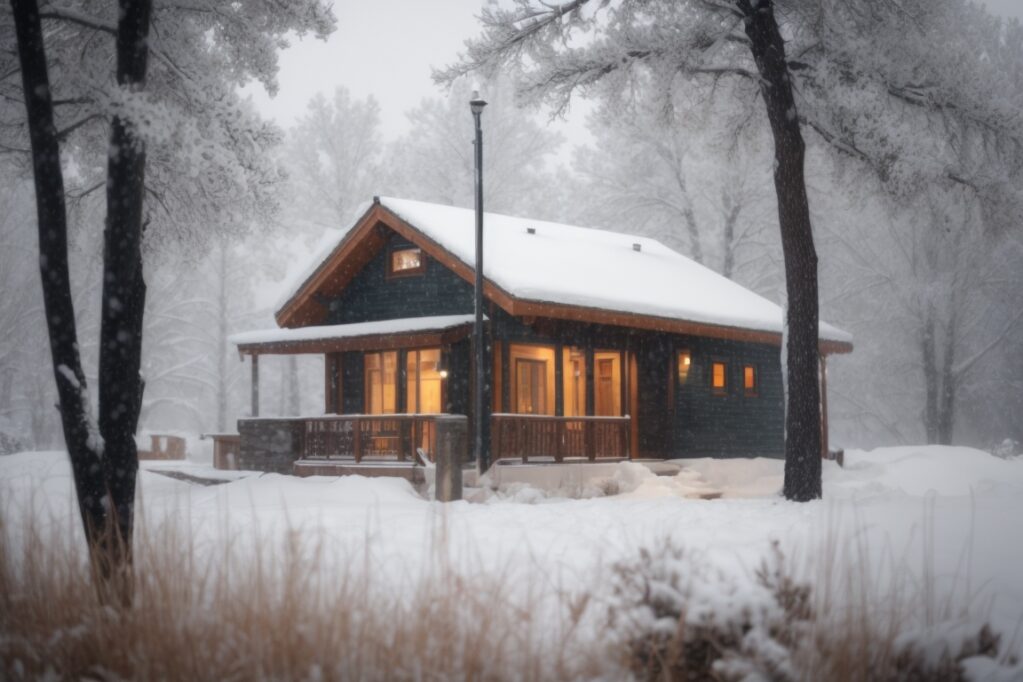 Colorado mountain home with durable siding amidst heavy snowfall