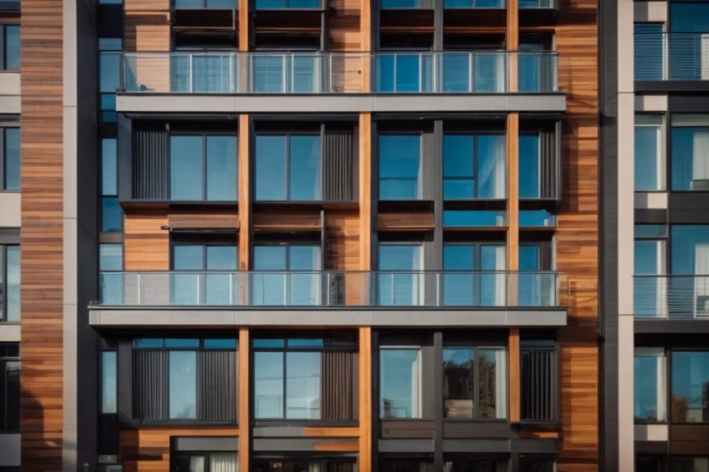 Modern upscale apartment complex in Denver, exterior with durable stylish siding